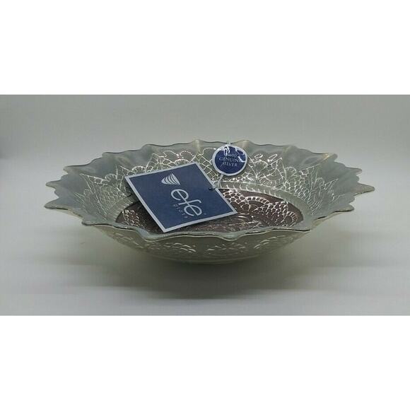 Efe Glass Turkish - 100% Genuine Silver Hand-Decorated Bowl! Beautiful!! - Picture 4 of 4